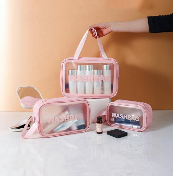 Set 3 genti de voiaj pentru cosmetice, Zola, impermeabile, marimi diferite 30 x 21 x 10 cm/ 25 x 15 x 8 cm/ 20 x 12 x 7 cm, roz Set 3 genti de voiaj pentru cosmetice, Zola, impermeabile, marimi diferite 30 x 21 x 10 cm/ 25 x 15 x 8 cm/ 20 x 12 x 7 cm, roz